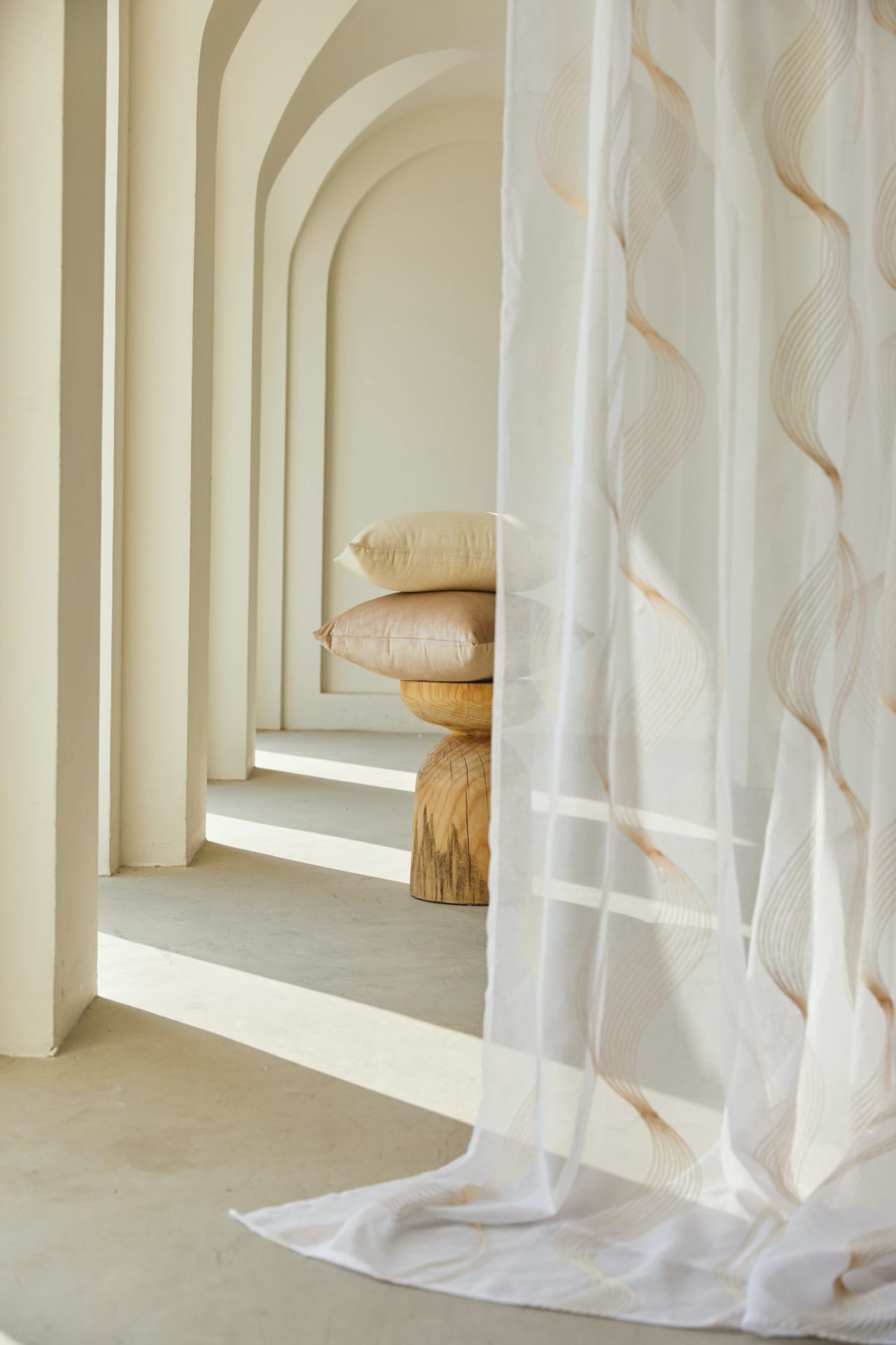 cream colored hallway with decorations