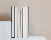 stack of books on a shelf